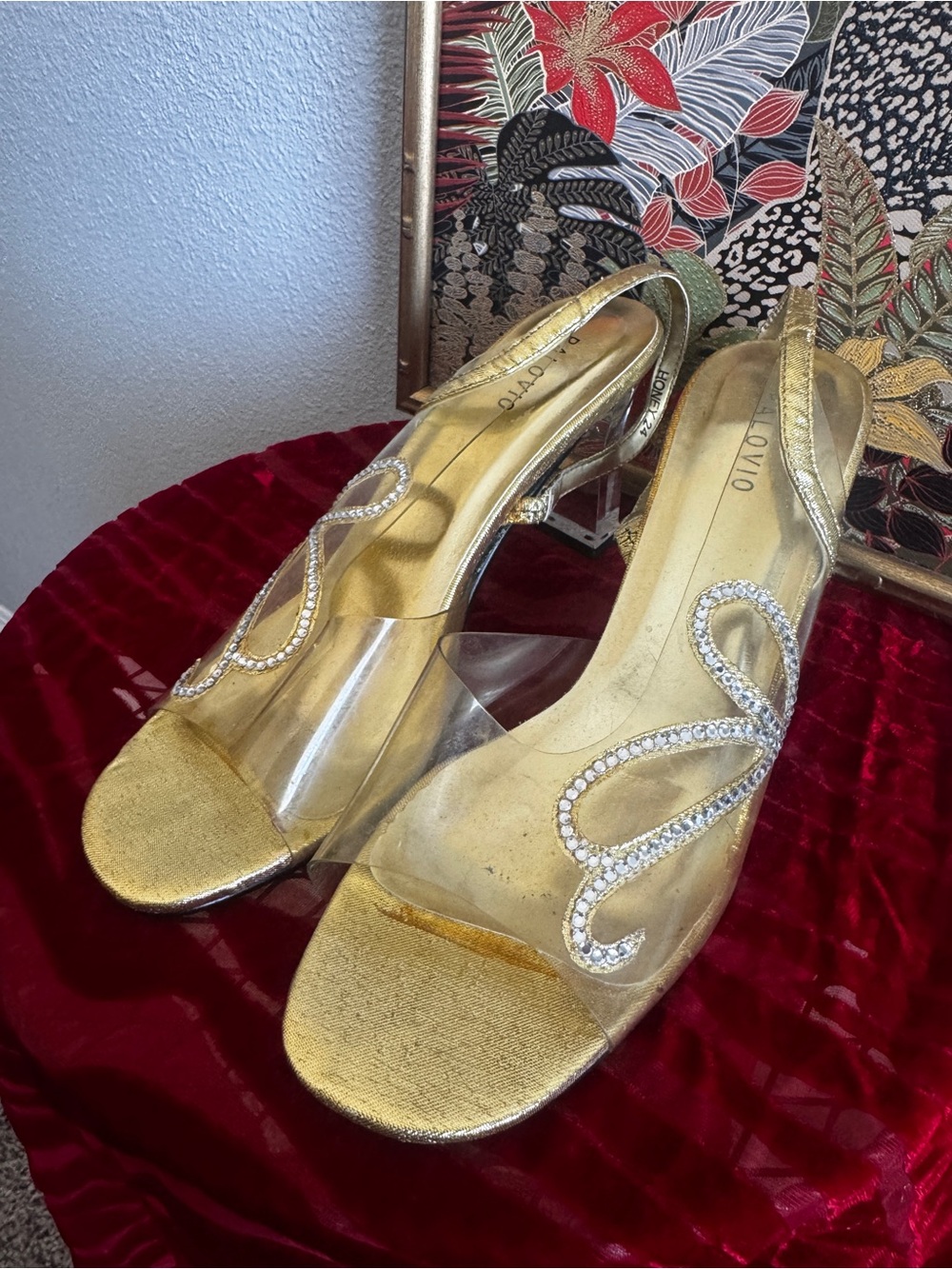 Gold & Clear Rhinestone embellished sling backs